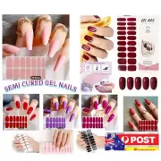 Semi Cured Gel Nail Sticker Full Wrap 20pcs Uv Lamp Cured Nail Art Decal AU