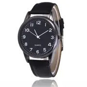 2 Pcs Fashion Luxury Men Watch Leather Band Analog Quartz Round Wrist Business Men Wristwatch