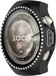 Suitable for Huawei Watch 5 Protective Case 42MM Single Row Diamond Skeletonized Case for Huawei Watch 5 Protective Case (Black)