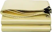 Waterproof Tarpaulin Heavy Duty 500g/㎡ Reinforced 0.4mm Thick 2x4m/3x4m/3x5m/3x6m PVC Waterproof Sheet with Eyelets Cover Tarp for Outdoor Camping Beige (Can Be Customised)(1x3m)