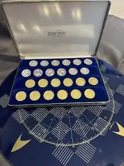 Rare 1993 Franklin Mint 24k Plated Gold & Silver Star Trek Checkers Set