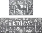 HEBE Anti Fatigue Kitchen Rug Set of 2 Non Slip Cushioned Kitchen Mats for Floor Waterproof Comfort Kitchen Rugs and Mats Farmhouse Chef Mats Floor Carpet for Sink,Laundry Room