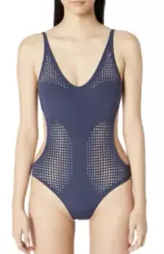 Vilebrequin Navy Blue Pois Lazer Cut One Piece Swimsuit Women's Size M L65526