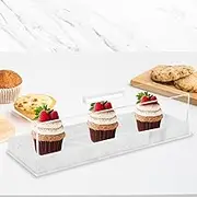 AwObEpl Rectangular Cake Tray with Lid Acrylic Rectangle Cake Stand Clear Rectangle Cake Platter Marbleized Bakery Display Case for Countertop Cakes (White)