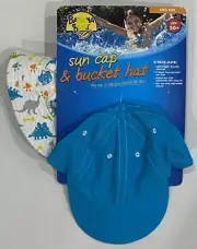 Banana Boat Kids Dinosaur Bucket Hat & Blue Sun Cap UPF 50+ Brand New!