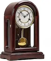Mechanical Table Cock with Arched Walnut Casing,Vintage Art Deco Tell Time on Time Mantel Clock Easy to Read for Shelf Desk Wall Table Decor.