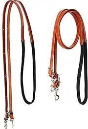 CHALLENGER Horse Western 8' Tan Leather Rubber Grip Contest Barrel Reins 805LR11