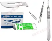 100PCS EACH SCALPEL BLADES #20 + #15 + HANDLE #3 +HANDLE #4 SURGICAL DENTAL