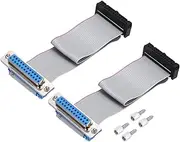 uxcell 2Pcs 26Pin Flat Ribbon Cable Gray DB25 Female to FC-26P 2.54mm Pitch 20cm Length DB Serial Port Cable for Computer, LED Display, DVD with 4 Screws