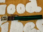 Men 40 Polo Ralph Lauren Equestrian Brass Polo Player Green Blue Canvas Belt