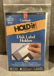 Vintage Cardinal Holdit! Disk Label Holders & Inserts 3.5” Diskettes 12 ct NOS