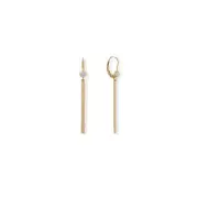 14/20 Gold Filled Cubic Zirconia Bar Drop 2.10" Women's Leverback Earrings