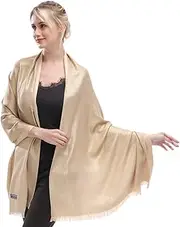 [LMVERNA] Women's Sparkling Metallic Soft Pashmina Shawls and Wraps Scarf in Solid