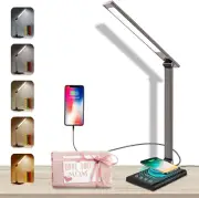 LED Desk Lamp 12W with Fast Wireless Charger & USB Charging Port, Led Desk Light