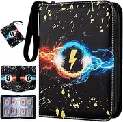 Card Binder,400 Pockets Card Holder Album, Trading Card Binder Display Storage Carrying Case whith 50 Removable Sleeves for Standard Size Cards 4 Pocket (Black)