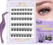 B&Qaugen B&Q Self Adhesive Eyelashes 48 PCS Reusable Adhesive Eyelashes Press On Lashes D Curl No Glue Eyelashes 10-16mm with Lash Tweezers 1 Step DIY Lash Self Stick Easy to Apply AU-ZN48-SA01-D)