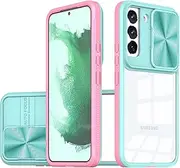 Asuwish Phone Case for Samsung Galaxy S22 5G with Built in Camera Cover Slide Body Protection Slim Clear Bumper Cell Accessories Gaxaly S 22 22S G5 Women Men Girl Blue