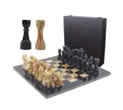 Marble Chess Set 15" Inches Black & Green Handmade Chess Sets for Adults - Ma...