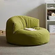 Bean Bag Chair Bean Bag Cover Chenille Single Lazy Sofa Cover Bean Bag Pouf Chair for Bedroom Living Room Garden, No Filler Kids Adults (Color : Mustard Green, Size : Empty Cover)