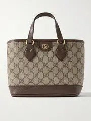 [Gucci] Gucci - Ophidia Mini Embellished Leather-trimmed Printed Coated-canvas Tote - Brown - One size One size Brown