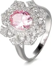 [TUSRORSU] 5 Carat Oval Engagement Rings for Women CZ Simulated Pink Diamond Rings 925 Sterling Silver Wedding Rings Cubic Zirconia Rings