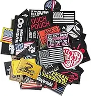 Harsgs 20 Pieces Random Tactical Morale Patch Bundle, Full Embroidery Loop and Hook Patches Set for Caps, Bags, Backpacks, Vest, Military Uniforms,Tactical Gears Etc