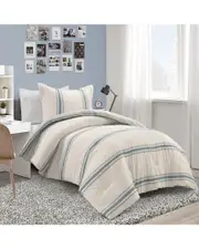 Lush Decor Fashion Farmhouse Stripe Reversible Cotton Comforter