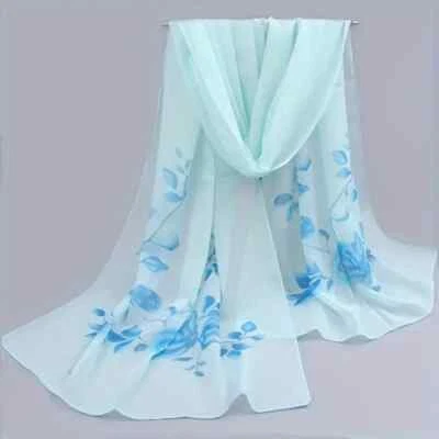 Lightweight Sheer Scarf 59x19" Floral Chiffon Neck Hair Shawl New Free Ship 4381