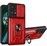 case For Oppo Realme 9 Pro Slide Camera Lens Protection and Built in 360 Rotatable Ring Holder - White