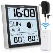 Geevon Digital Atomic Wall Clock with Moon Phase and Backlight, Silent...