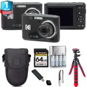 Kodak Pixpro FZ45 Camera (Black) + Tripod + 1 Yr Warranty - 64GB Kit