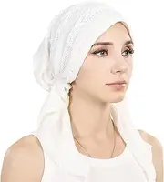 [Babalet] Slip-On Pre-Tied Beanie Women Headwear Turban Beanie Caps Head Wrap Headscarf for Women Sleep Hair Cover Hat