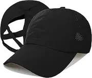 [YAGOLD] Womens Criss Cross Ponytail Baseball Cap Adjustable High Messy Bun Ponycap Quick Drying Hat for Outdoor Sports Travel