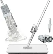 L-KEE Microfiber Mop for Floor Cleaning, Hands Wash Free With 2 Washable Pads, 360 Dry Wet Flat Self Wringing for Home Office, Hardwood, Tile, Laminate, Vinyl, Window, Ceiling