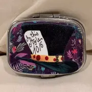 Mad Hatter Hat Travel Pill Box 2 Compartment Medicine Pill Case NEW