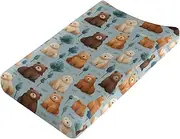 Guosanchn Cute Bear Changing Pad Cover Baby Diaper Changing Mat Cover Sheets for Newborn Boys Girls Woodland Animals Soft Breathable Nursery Changing Table Covers, 32”X16”