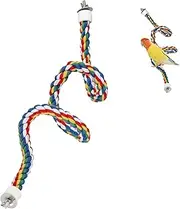 Rope Bird Perches for Parrots,Birds Bungee Rope Perch,Budgie Cages Comfy Birds Colorful Rope Toy,Bird Cage Stand Accessories Colorful Parakeet Rope Perch Small Spiral Rope Perch (31.5 Inches)