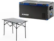 Kings 90L Camping Fridge Freezer Dual Zone + Aluminium Roll-Up Camping Table