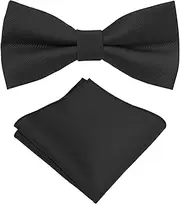 [Luckyvestir] Mens Bow Tie, Solid Bow Ties for Men, Pre-tied Black Bowties Men for Tuxedo Business Daily