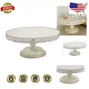 Lightweight White Distressed Cake Stand - 22" Round Display for Elegance