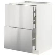 METOD / MAXIMERA base cb 2 frnts/2 low/1 md/1 hi drw, white/Vårsta stainless steel, 60x60x80 cm