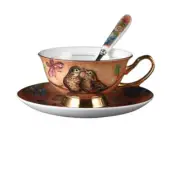Noble Bone China Coffee Cup Saucer Spoon Set 200ml Luxury Ceramic Porcelain Mug