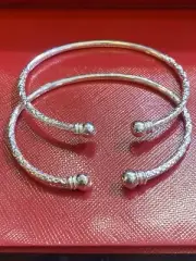 west indian sterling silver bangle .925, 41.7grams.new. Two Pc 7.5 Inch