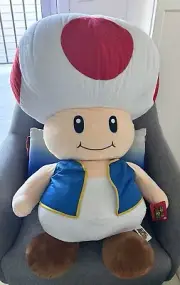 NWT Giant 80CM TOAD Plush Soft Toy Nintendo RARE Super Mario NEW WITH TAG
