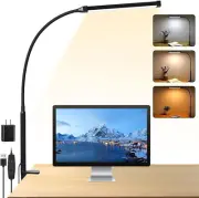 LED Desk Lamp Eye-Caring Desk Light with Clamp and Adjustable Long Gooseneck,3 M