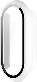 VEVEL Case Glass for Xiaomi Mi Band 9 Anti Scratch Protective Cover All-Around PC Screen Protector Bumper for Mi Band 9 Cover Shell Watch Case(White A)