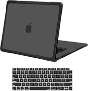 MOSISO Compatible with MacBook Air 13 inch Case 2022 2021 2020 2019 2018 A2337 M1 A2179 A1932, Soft TPU Bumper Anti-Fingerprint Plastic Hard Case&Keyboard Cover for MacBook Air 13.3, Black