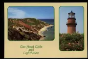 Gay Head Cliffs And Lighthouse postcard Massachusetts Martha's Vineyard Vintage