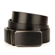 Men Adjustable Leather Casual Dress Ratchet Belt Automatic Buckle Strap Belt