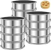 12-Pieces English Muffin Rings 4 Inch 304 Stainless Steel Crumpet Rings Nonstick Tart Rings Double Rolled Muffin Tart Rings Crumpet Ring Molds Pastry Round Ring Molds Muffin Rings (8cm)